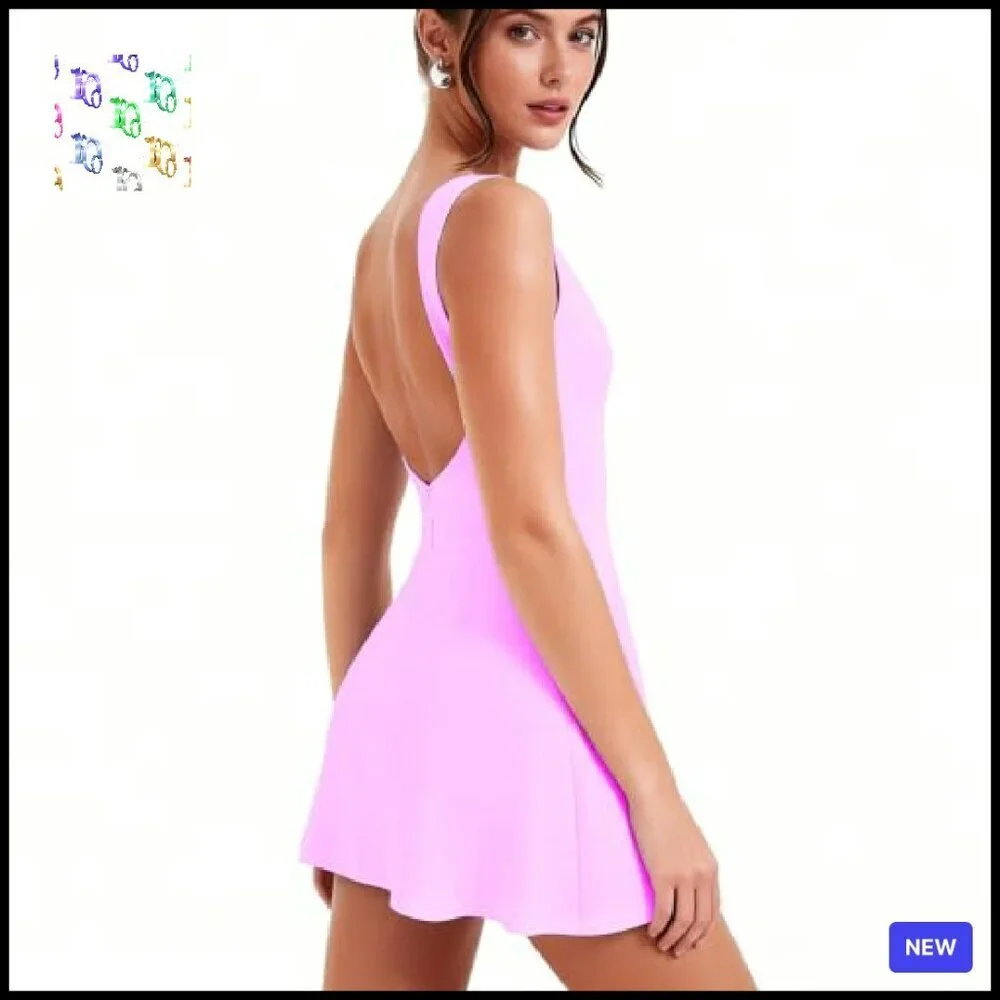 Backless Vest Mini Dress Sexy Slim Sleeveless Open Back Night Out Y2K